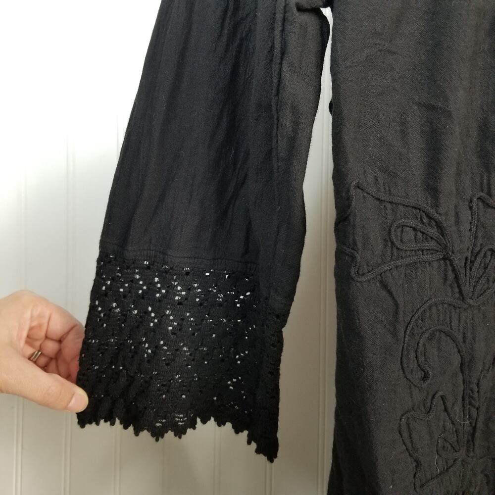 Soft Surroundings Gauzy Grenada Crochet Tunic Black Medium - Picture 6 of 9
